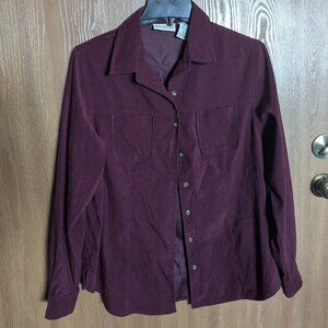 White Stag Burgundy Women's Collared Long Sleeve Button Up, M